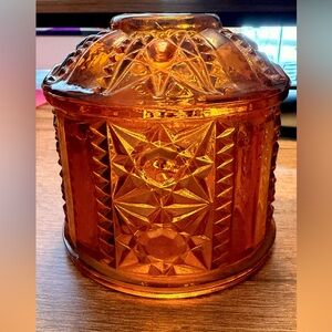 Vintage Indiana Glass Amber Stars & Bars Fairy lamp Shade ONLY